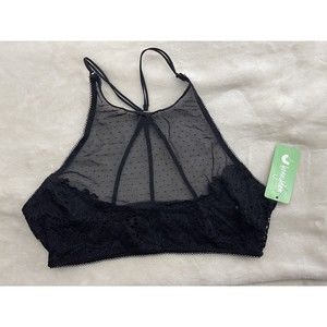 Honeydew Women's Bralette Black Sheer High Neck Strappy Back Size Medium